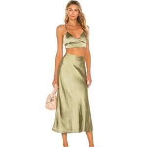 Camila Coelho - green satin set, XXS top and bottom